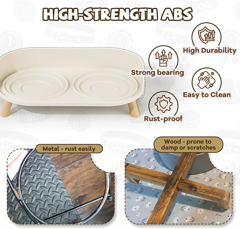 Raised Dog Feeder Bowl Stand (Without Bowls), Fits Dish up to Φ 6"