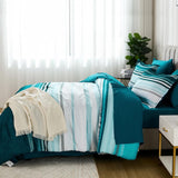 Dobuyly Teal Queen Comforter Set 7 Pieces