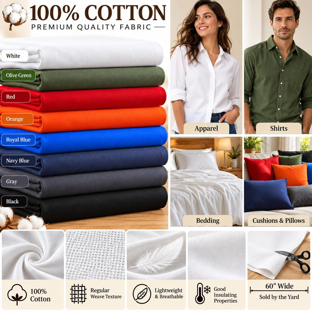 Designz 60" Wide Premium 100% Cotton Fabric by The Yard - Soft Breathable Material for Sewing & Crafting - Navy Blue