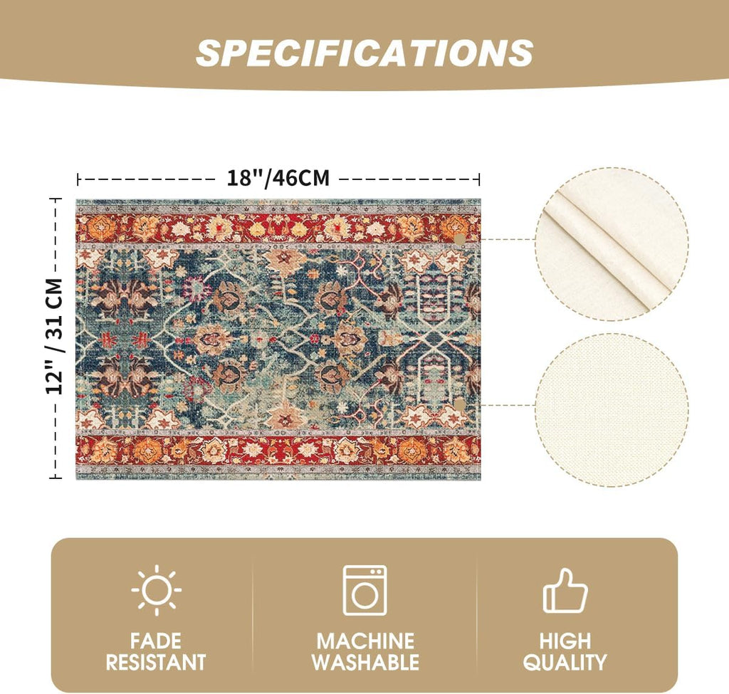 Boho Bohemia Style Placemats, 12x18 Inch Country Rustic Farmhouse Magical Fall Table Mats for Party Kitchen - Set of 6