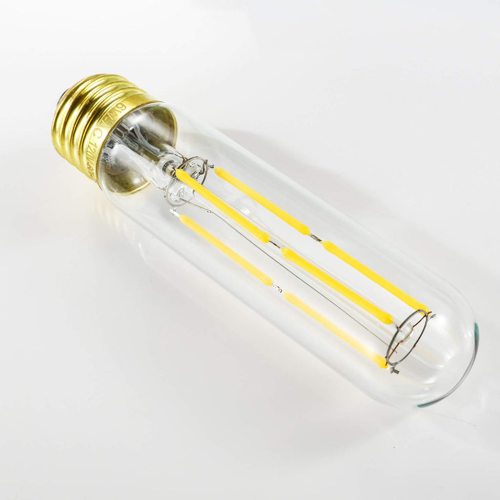 T10 Led Bulb,Dimmable Led Tubular Bulbs 6W,Equivalent 60Watt,Daylight 4000K, 600LM, Clear Glass,E26 Base Vintage LED