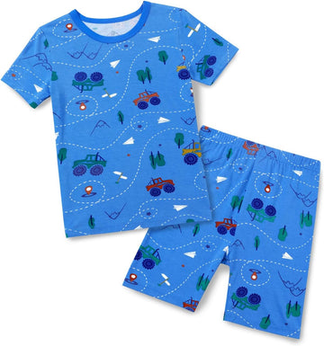 Bamboo Viscose Toddler Boys Pajamas Set, Short Sleeve Kids
