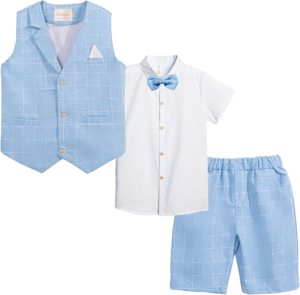 Summer Boys Suit Dress Clothes Kids 4Pcs Wedding Ring Bearer Outfit
