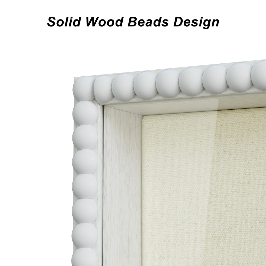 11x14 Deep Shadow Box Frame, Unique Solid Wood Beads Frame, White