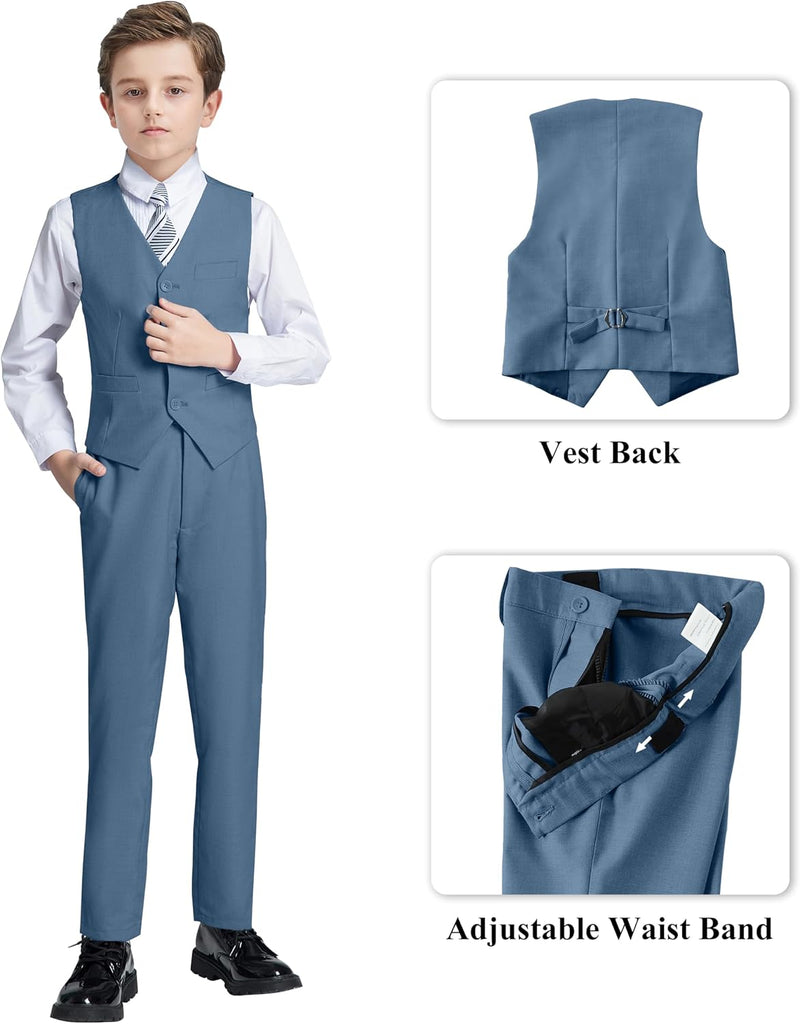 Boy's Formal Suit Set Slim Fit Kids Tuxedo Suits for Wedding Boy Outfit