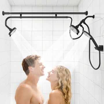 Tandem Shower Head, Dual Shower Heads for Two People & Handheld Head, Triple Shower Head High Pressure