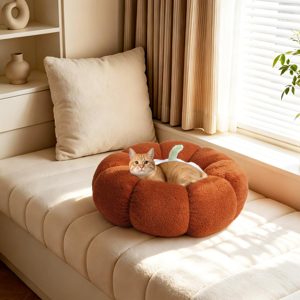 24" Pumpkin Floor Cushion, Large Plush Round Pillow Seat