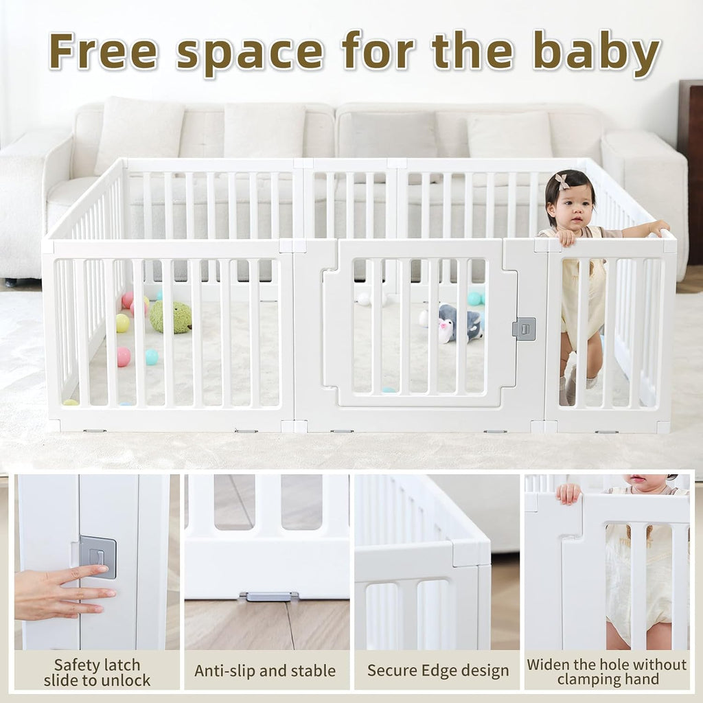 Baby Playard Play Area Kids Activity Center Playpen Playground Hoop for Indoor and Outdoor Use (12 Panels)