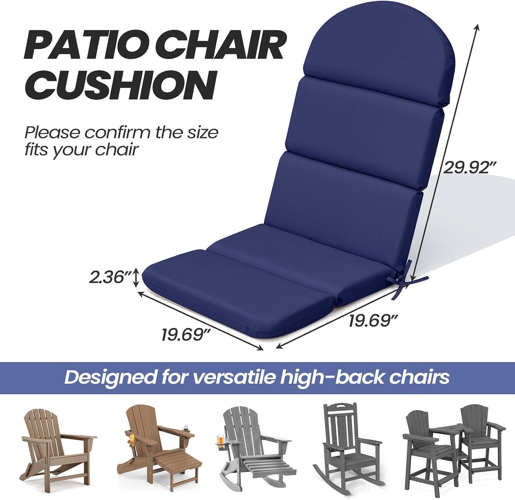 50x19.6 In Adirondack Chair Cushion Set of 2, Outdoor Chair Cushion | Water Resistant Patio Cushion, Fade Resistant
