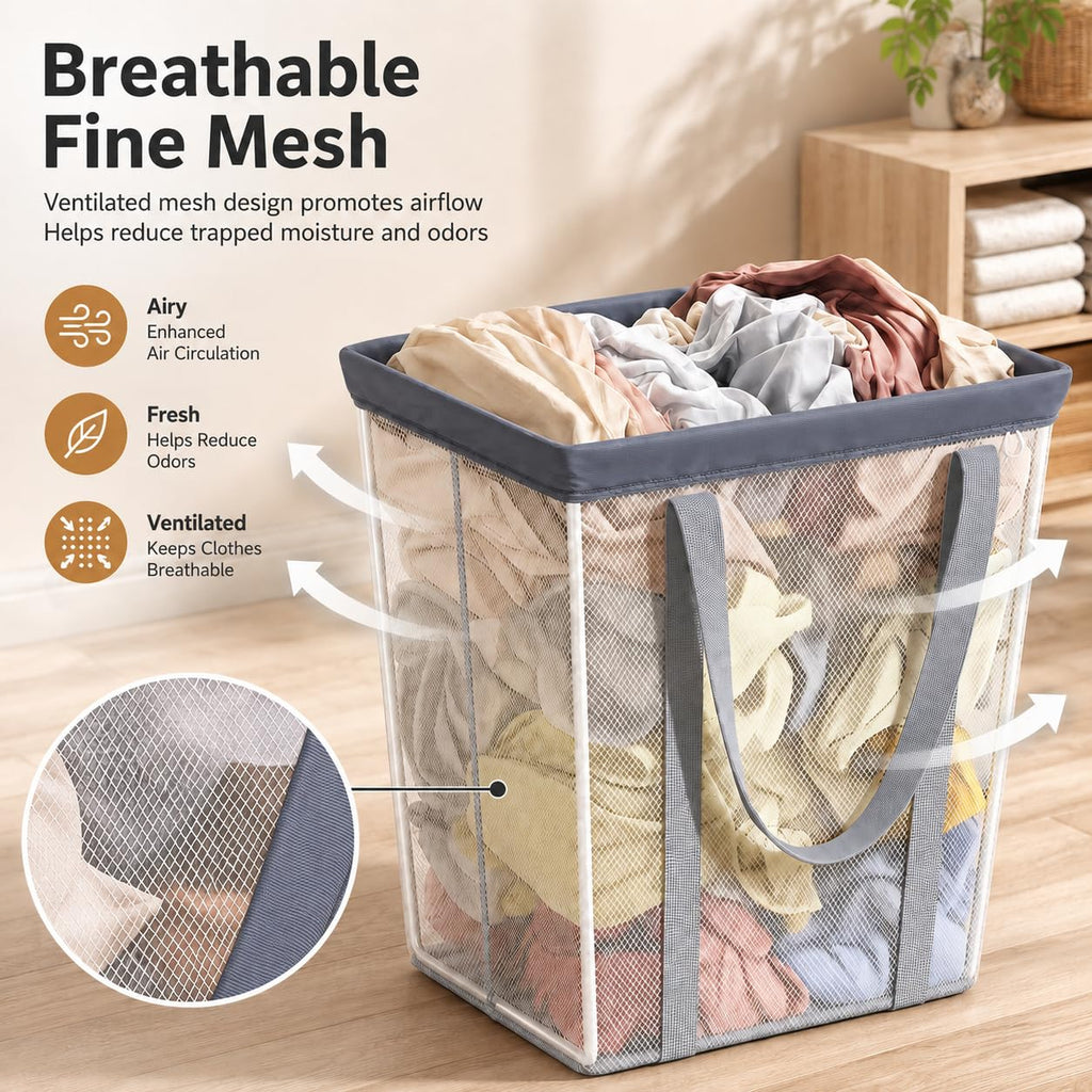 80L Laundry Basket Foldable Laundry Hamper with Handles