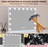Vanity Mirror with Lights 22.8"x 18.1" Makeup Mirror with Lights and 15 Dimmable Bulbs,3 Colors Modes,Hollywood Mirror