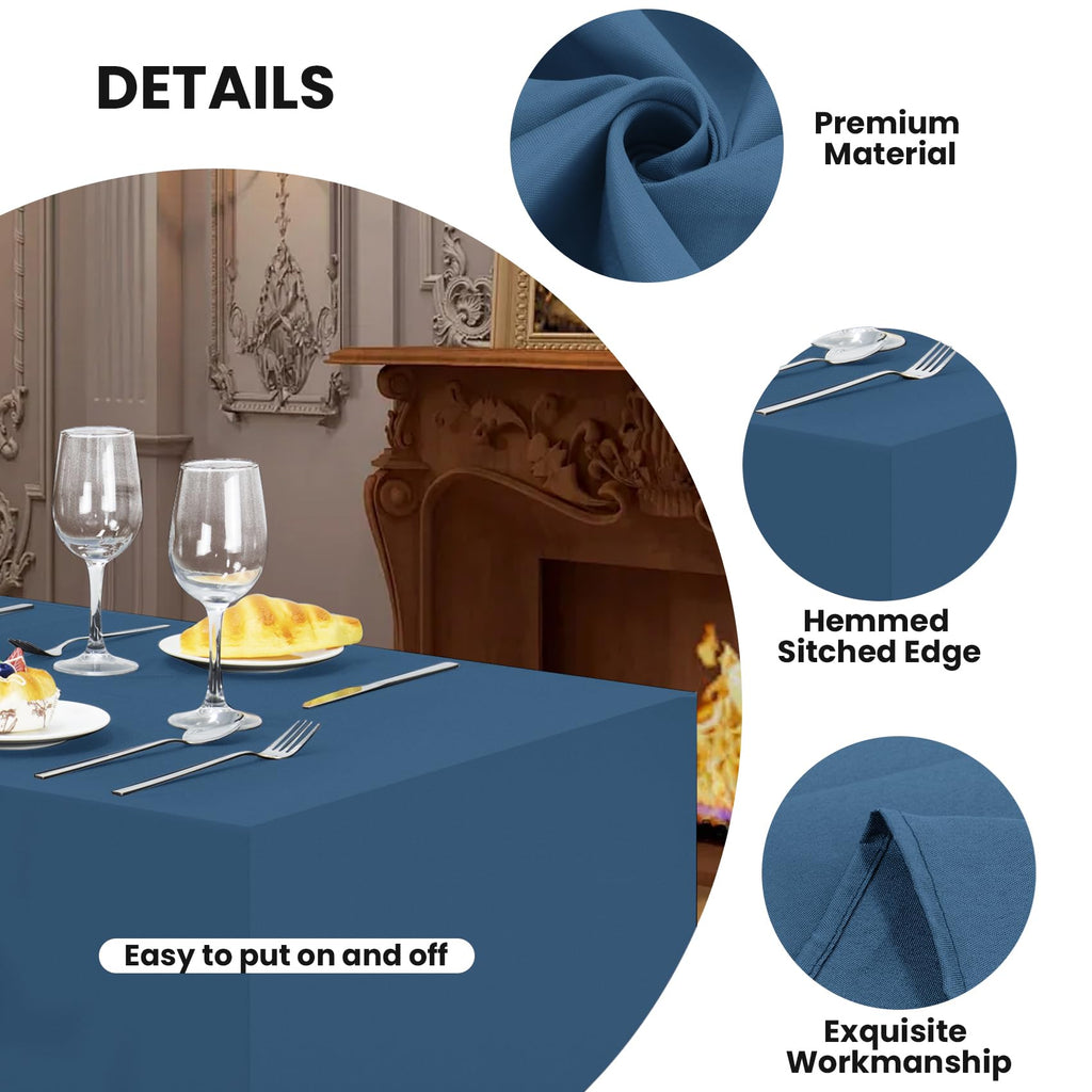 2 Pack Fitted Tablecloth for 8 Foot Rectangle 96 x 30 Inch Mediterranean Blue Table Covers Water Resistant Polyester