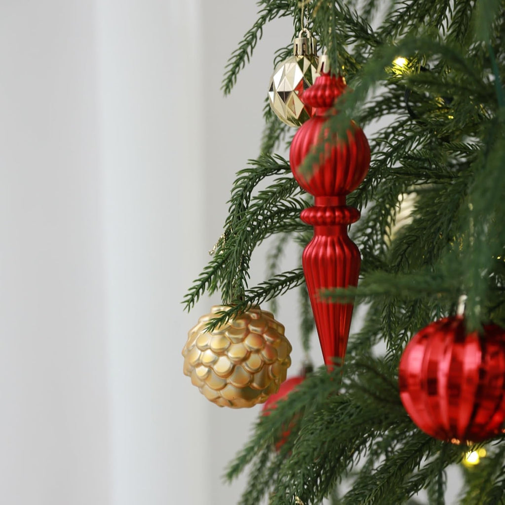 1.18-6.5" Red Gold Christmas Tree Ornaments Decorations Set - Set of 116