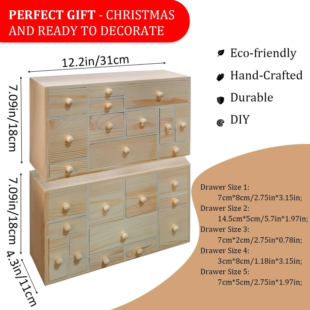 Unfinished Christmas Wooden Advent Calendar for DIY Craft Project,Set of 2