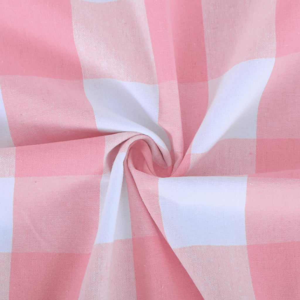 Checker Curtains Pink and White Buffalo Gingham Check 52 X 63 inches Long Living Room Drapes Plaid Kitchen Bedroom