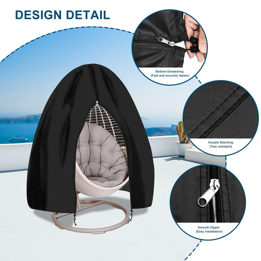 Upgraded 75"x45" Patio Egg Chair Covers Waterproof & UV Resistant, Heavy-Duty Zippered Cover for Outdoor Egg Swing