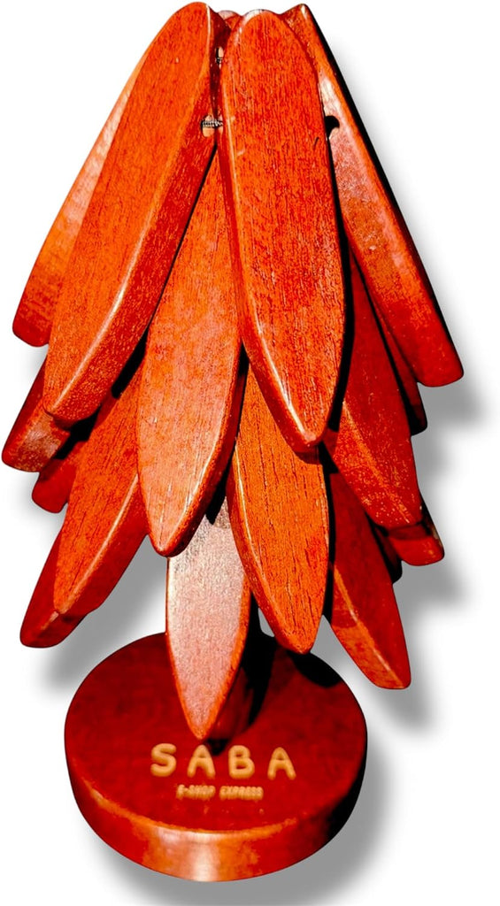 Wooden Tree-Shaped Trivet Set with Base, Hot Dish Coasters - Set of 4