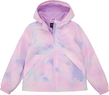Girls' Fleece Lined Windbreaker Ripstop Water-Resistant Jacket