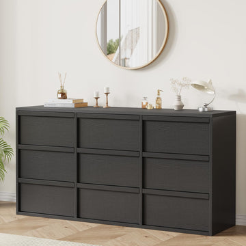 9 Drawer Dresser, 59" Wide Modern Dressers & Chest of Drawers with Large Storage, Wooden Dresser Organizer Closet