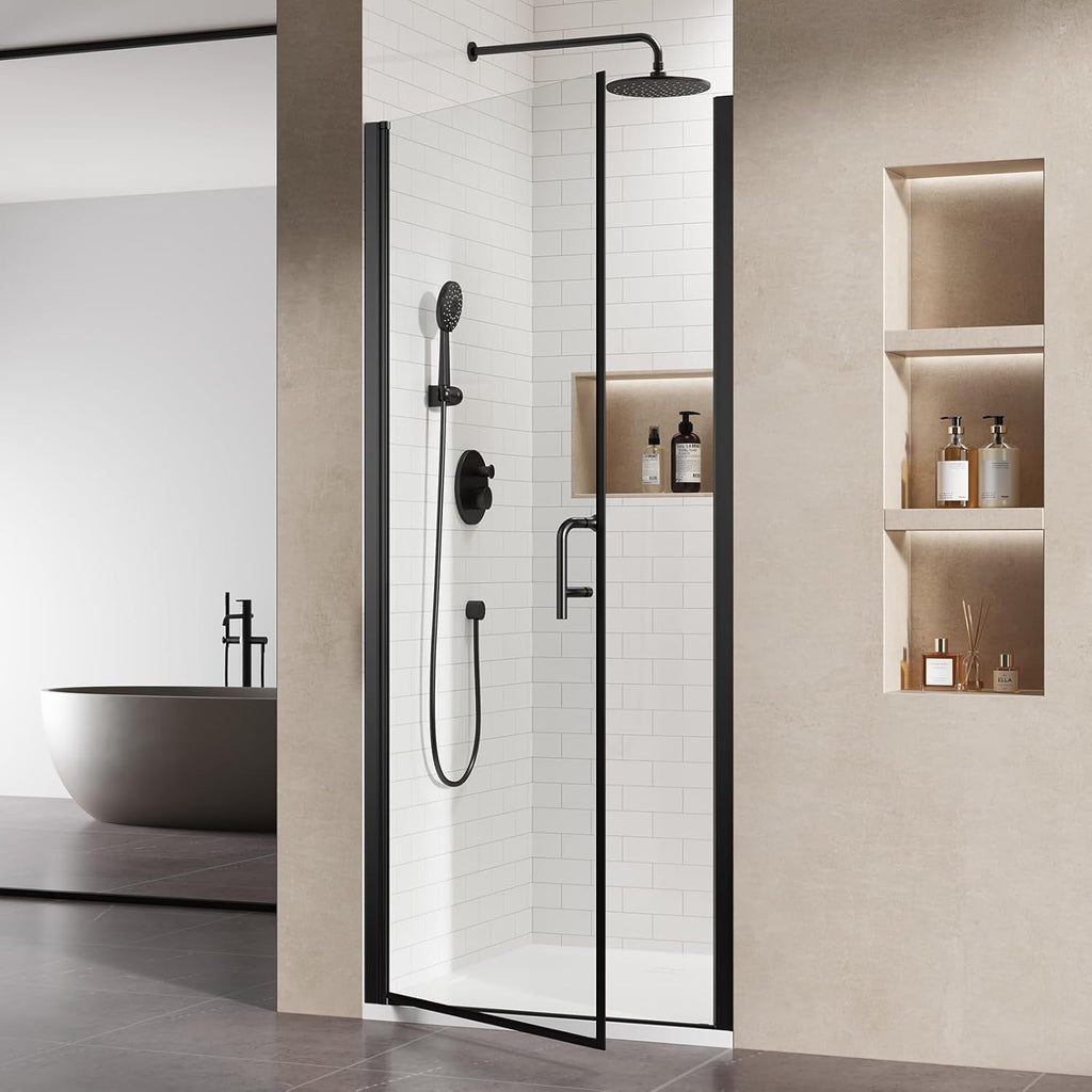 Pivot Shower Door, 34 in. W x 72 in. H Hinged Single Panel Swing Glass Shower Door with SGCC 1/4" Clear Tempered