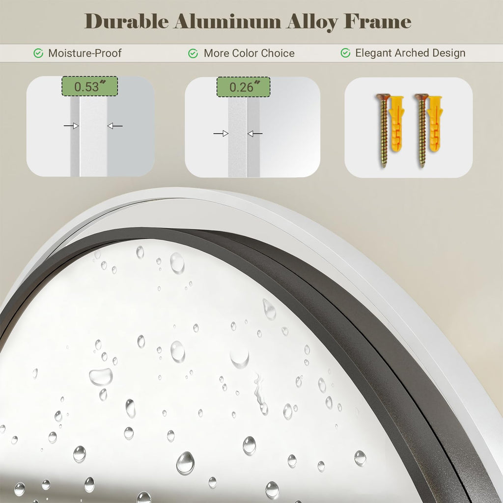 Full Length Mirror - 57" x 20" Arched Floor Mirror/Wall Mounted Aluminum Alloy Frame Full Body Mirrors Living Room