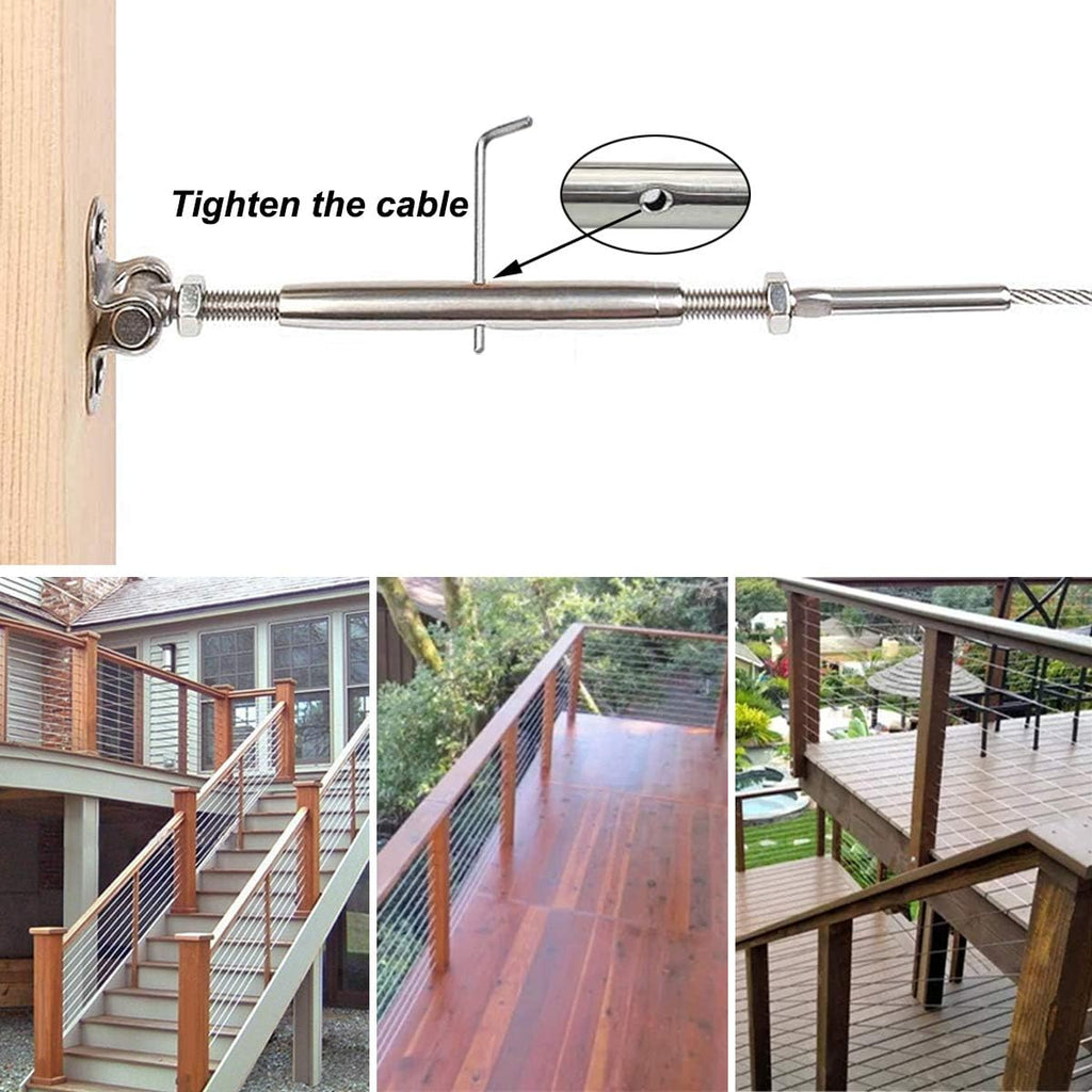 Cable Railing Hardware, 30 Pairs T316 Marine Grade Stainless Steel Cable Railing Kit for 1/8 Inch Cable Railing