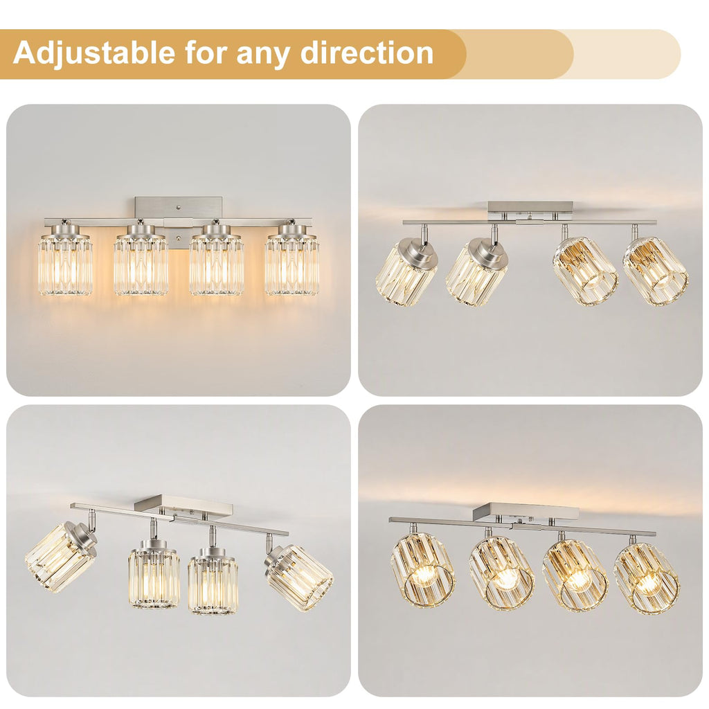 Kitchen Semi Flush Mount Ceiling Light, Brushed Nickel Bathroom Lights