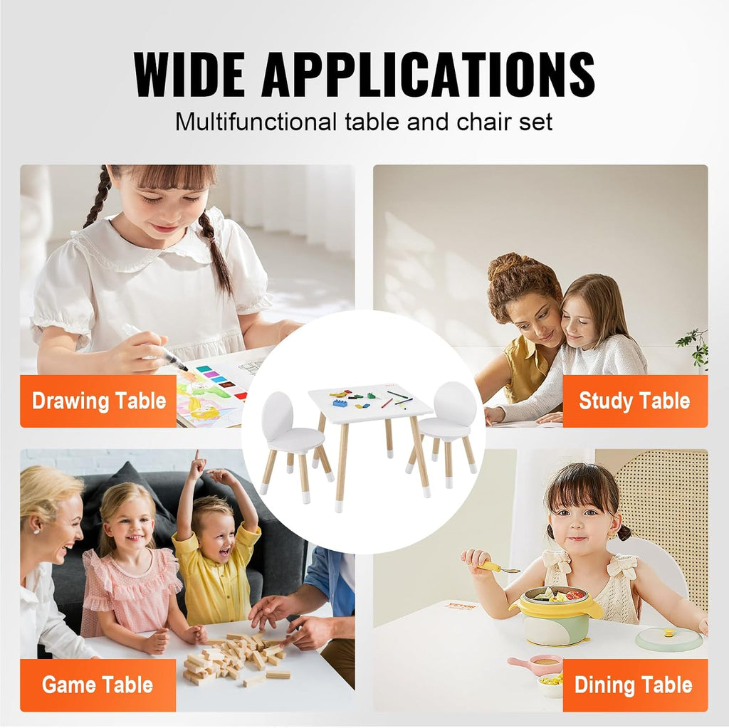 Kids Table and Chairs, Toddler Table and Chair Set, Children Wooden Multi-Activity Table for Play, Art, Craft