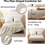 Queen Comforter Sets - 7 Piece Bed in a Bag Beige Comforter Set with Sheets Luxury Queen Bed Set All Seasons