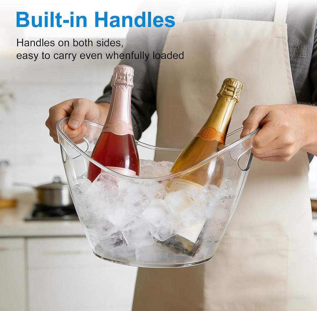 3.5L Ice Bucket for Parties, Portable Drink Bucket for Cocktail Bar, Plastic Champagne Cooler