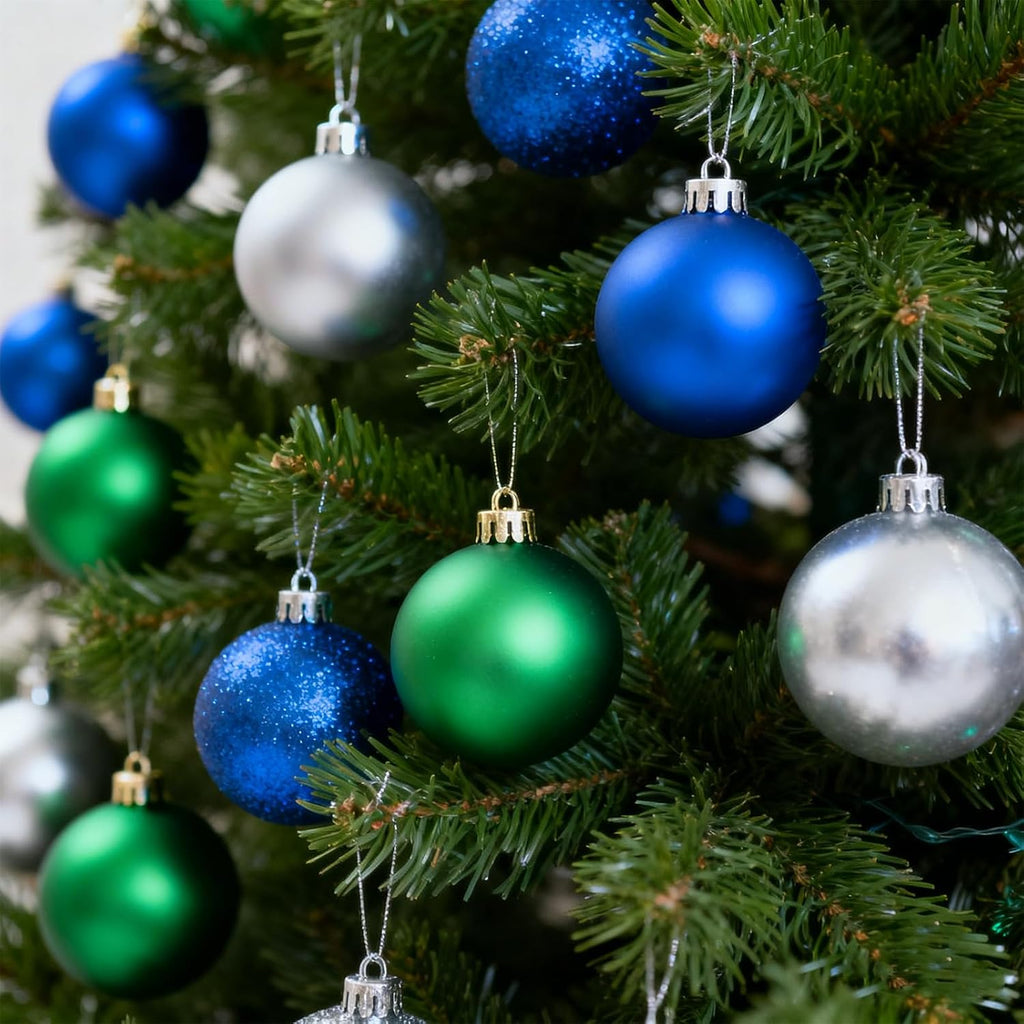 Silvery Christmas Ball - 1.18 Inch Shatterproof Christmas Tree Decoration Ornaments Hanging Ball, Holiday - Set of 24