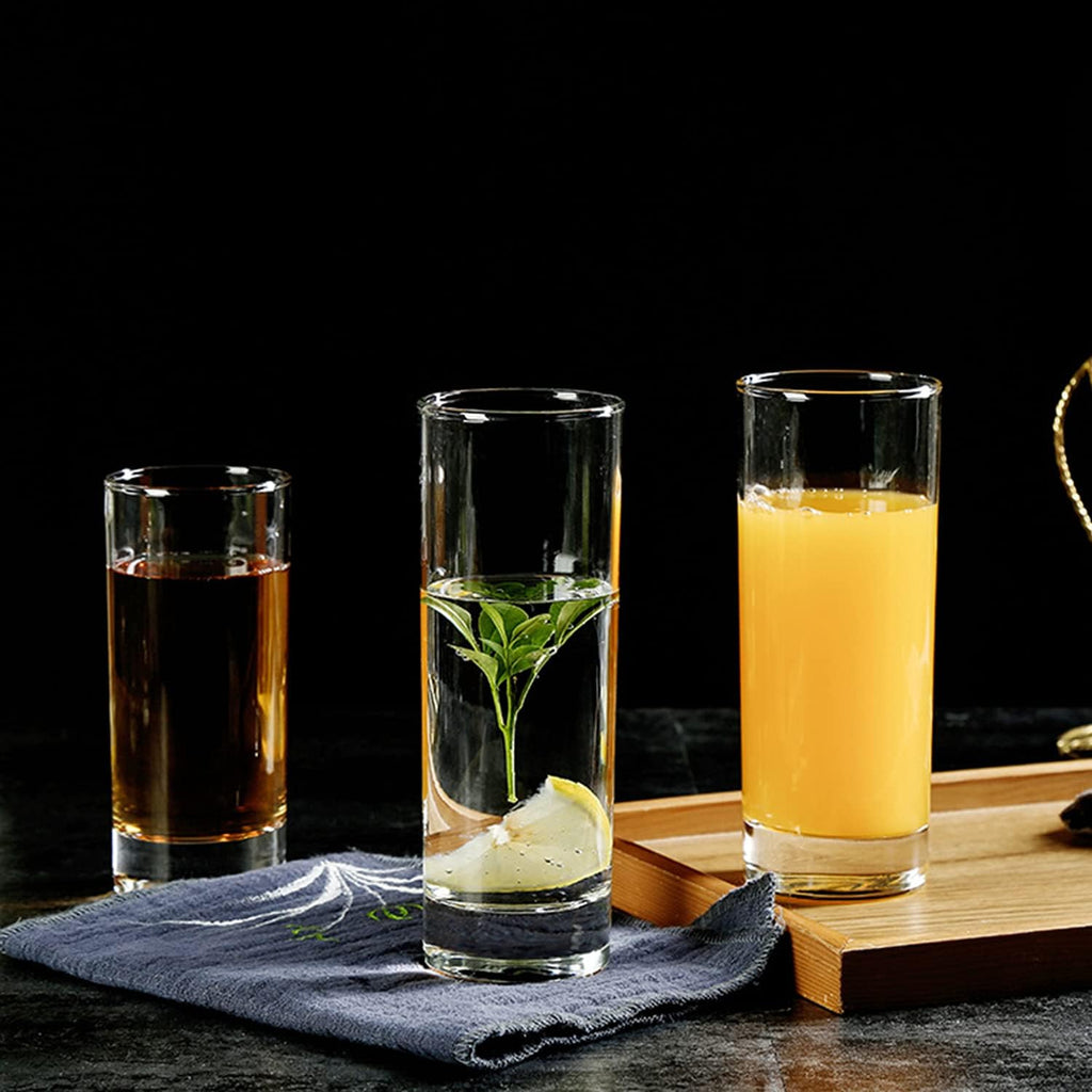 Glass Drinking Glasses 10 oz, Clear Highball Cocktail Glasses - Set of 12 with Heavy Base for Beverages, Juice
