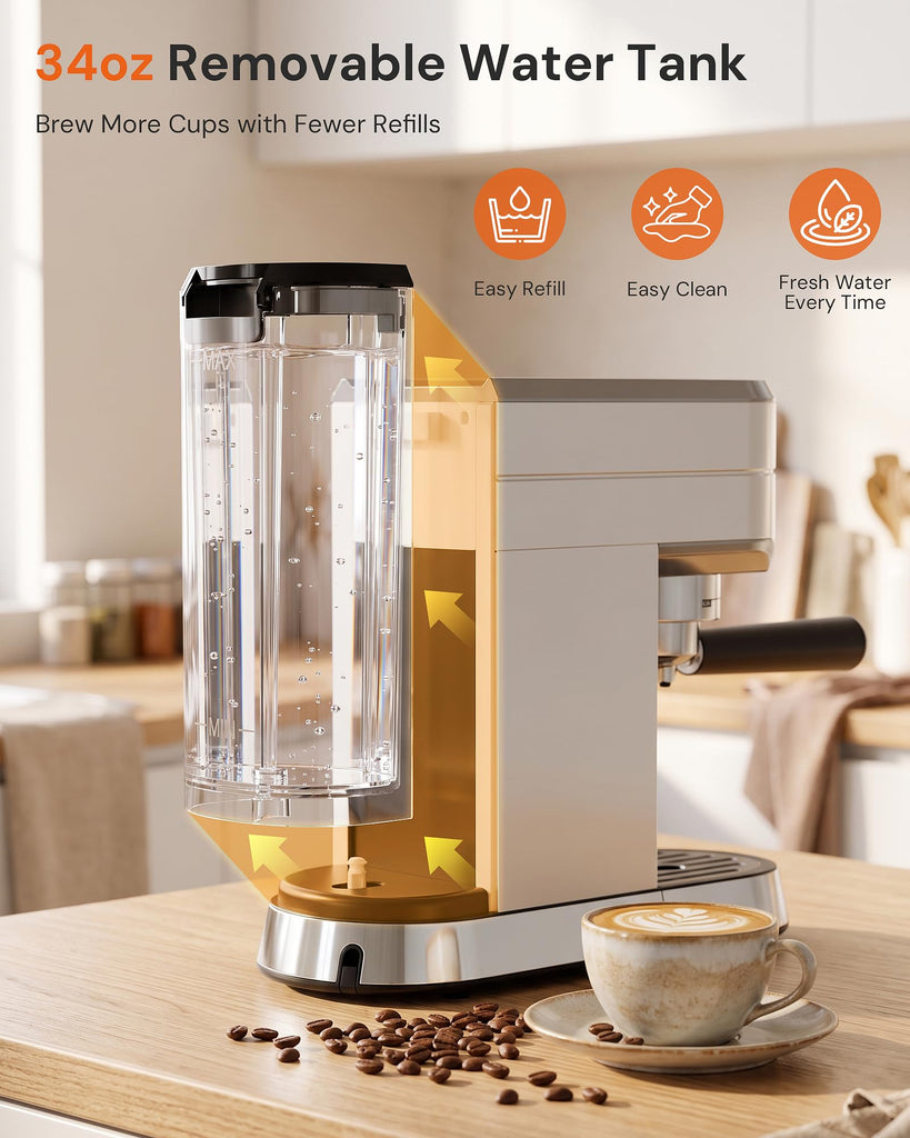 Compact 20 Bar Espresso Machine with Milk Frother