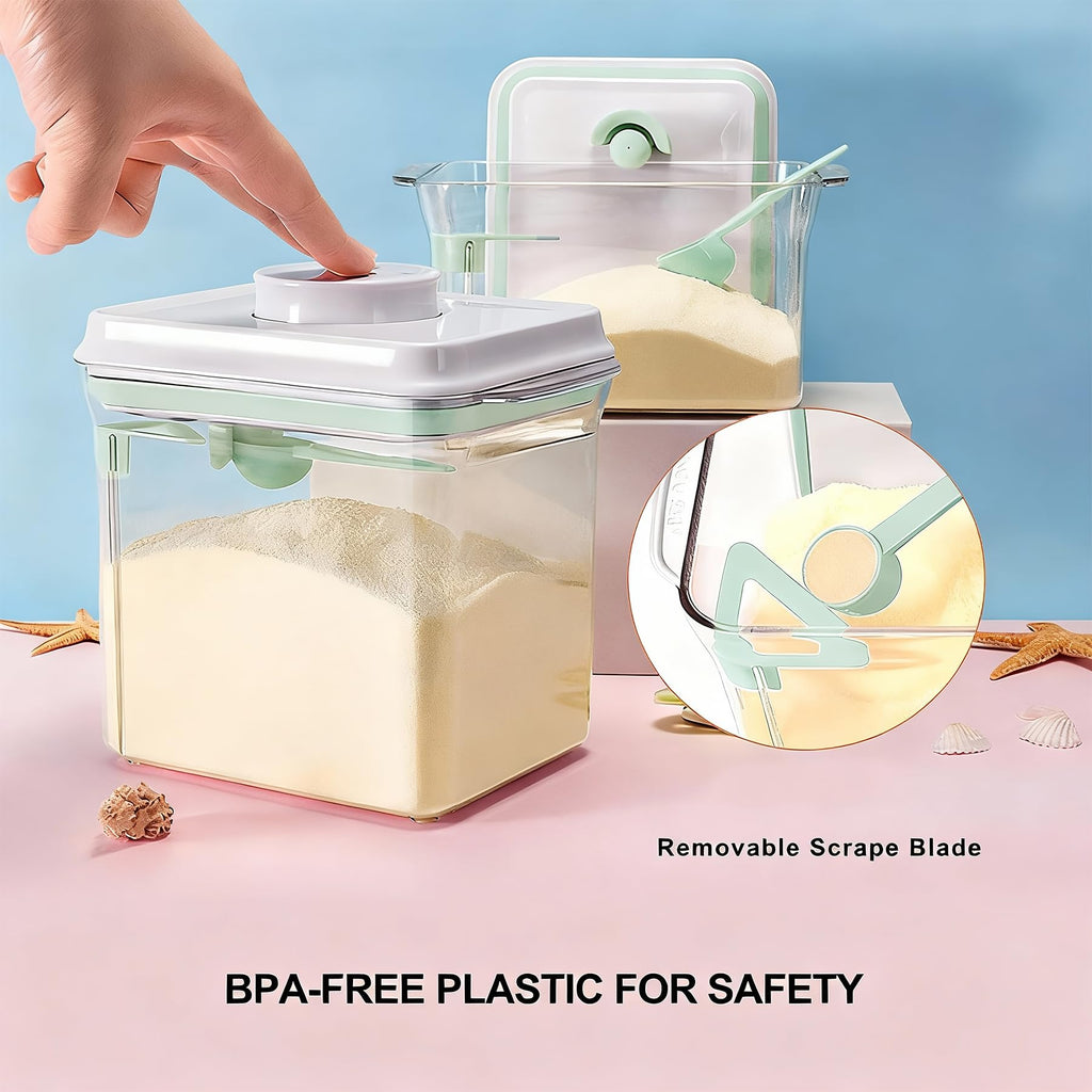 Formula Container for Baby Formula Dispenser with Scraper and Scoop One Button Handy 1000g Milk Powder Container