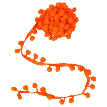Pom Pom Trim, 1" Wide Ball Fringe (Orange) - 18 Yards