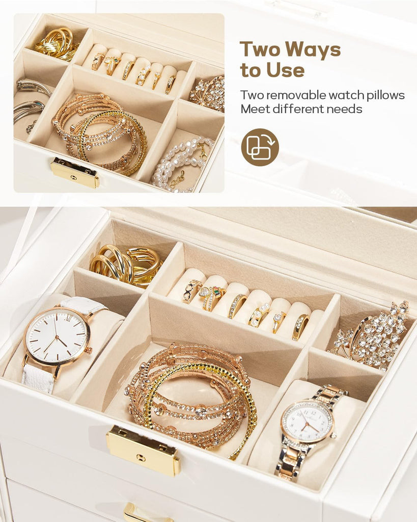 Large Jewelry Box for Women: 5-Layer Organizer with Lock for Dresser