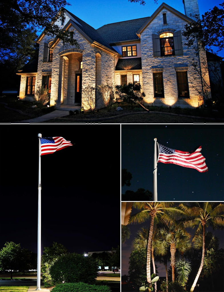 30W Spot Lights Outdoor LED Spotlight 120V Ultra Bright Flag Pole Light with Metal Stake, Warm White Flood