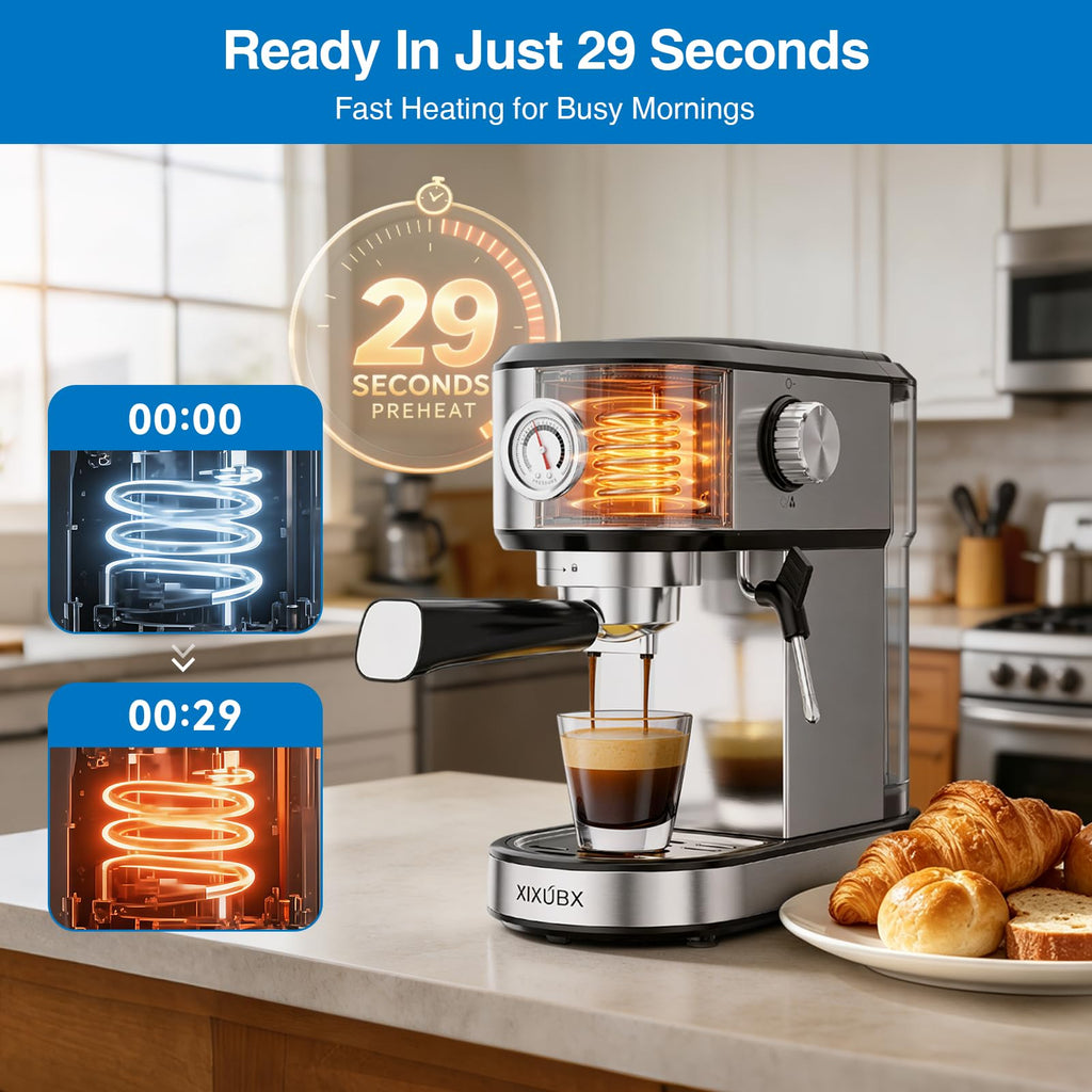 20 Bar Espresso Machine with Milk Frother, Touchscreen, Silver