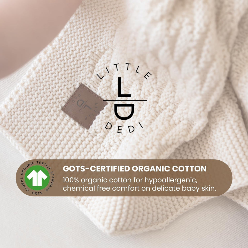 Nora Organic Cotton Baby Blanket 30x40, Earth Ivory