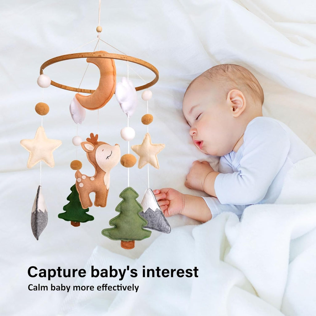 Woodland Baby Crib Mobile, Deer Baby Mobile for Crib Boys & Girls, Fawn Nursery Mobile, Forest Theme Baby Nursery