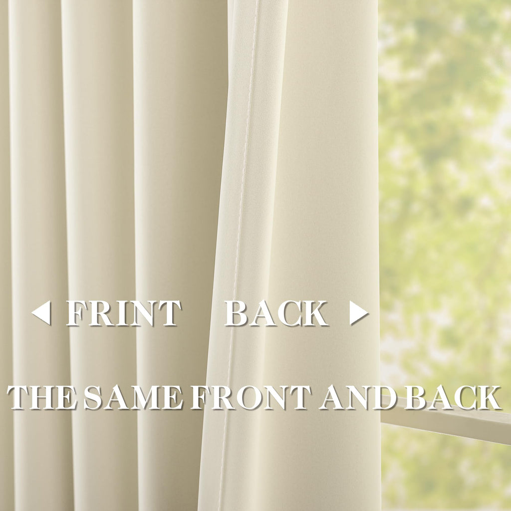 Cream Pinch Pleated Blackout Curtains with Hooks - 144 inches Extra Long Room Darkening Thermal Insulated Window