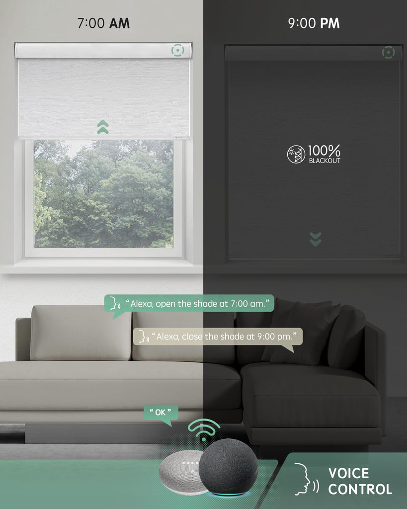 Motorized Blinds with Remote, Blackout Jacquard White