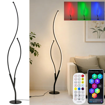 Floor Lamps Modern Smart Corner Lamp with APP and Remote 1500 Lumen LED Lights with Music Sync, 16 Million DIY