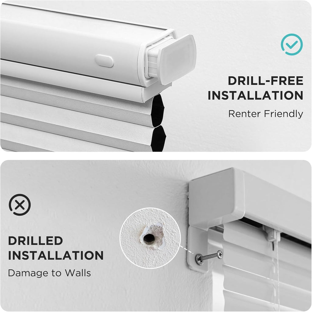 Cellular Shades | Cordless Top Down Bottom Up Blinds, No Drill Installation, Thermal Insulated & UV Protection
