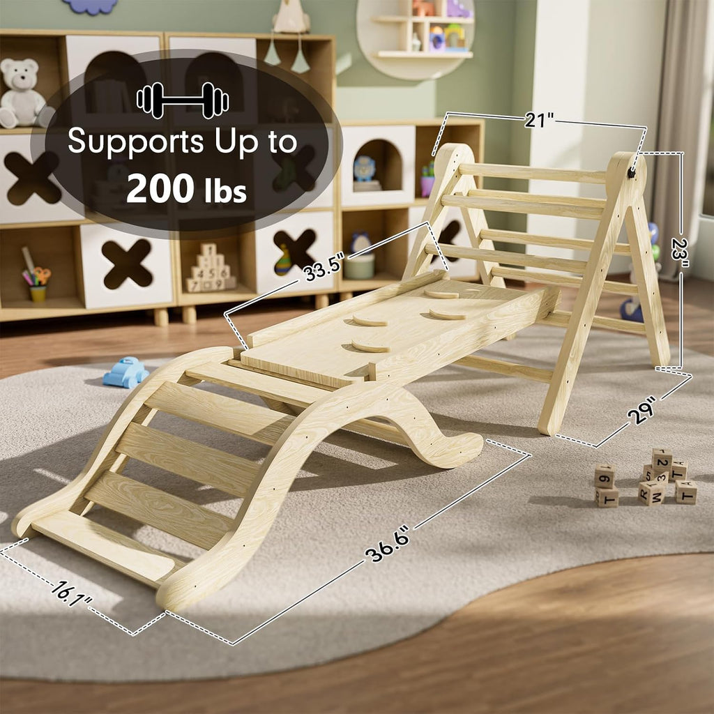 Triangle Set Climber 5 in 1, Toddler Climbing Toys Indoor Folding with Ramp & Arch for Montessori Play Gym