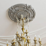 26" OD x 2"ID Lighting Ceiling Medallion PU Decorative Ceiling Fan Chandelier Medallion Round Large Cover Plate French