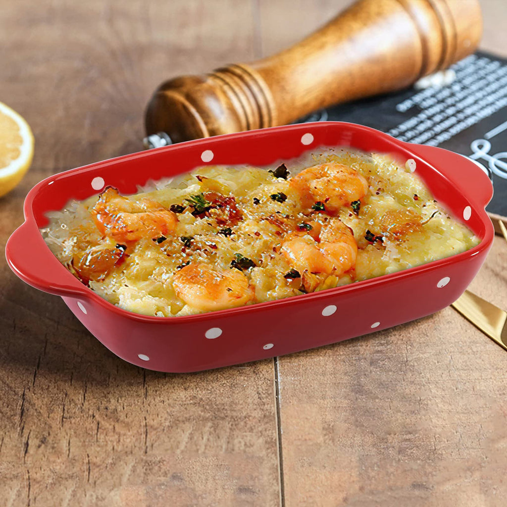 Set of 4 Ceramic Small Casserole Dishes, 7"x5" Porcelain Roasting Lasagna Pan, Individual Casserole Dishes Bakeware