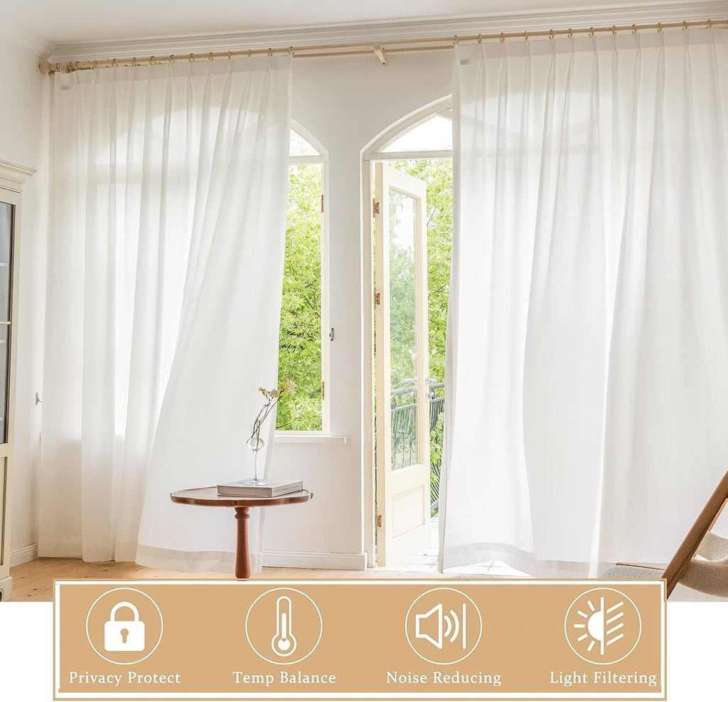 Elegant Sheer Lace Curtains Paisley Vintage Floral Privacy Semi Sheer Voile Draperies Window Curtains