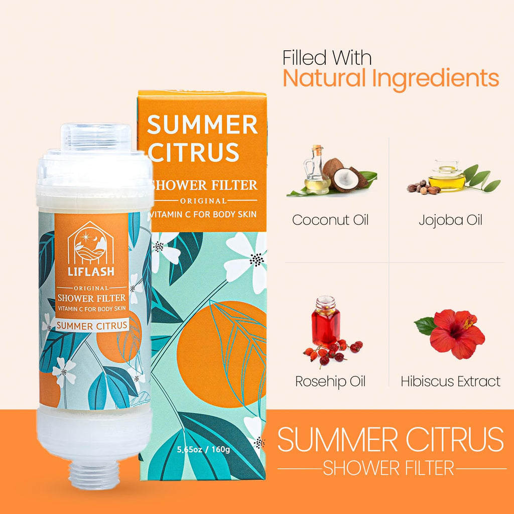 Vitamin C Shower Filter for Hard Water, Aromatherapy Softener Purifier, Help with Softer Skin and Hair Enhancement