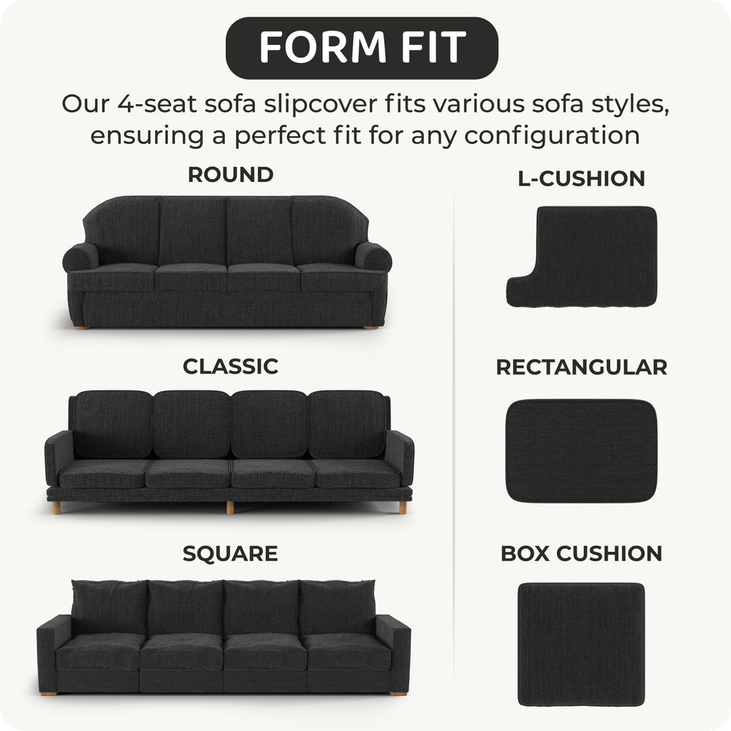 Sofa Slipcover - Stretch Couch Cover - Stylish Cushion Sofa Cover - Soft Fabric Slip Cover - 1-Piece Form Fit